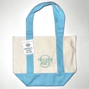 Trader Joe's Mini Pastel Blue Tote Bag limited edition NWT